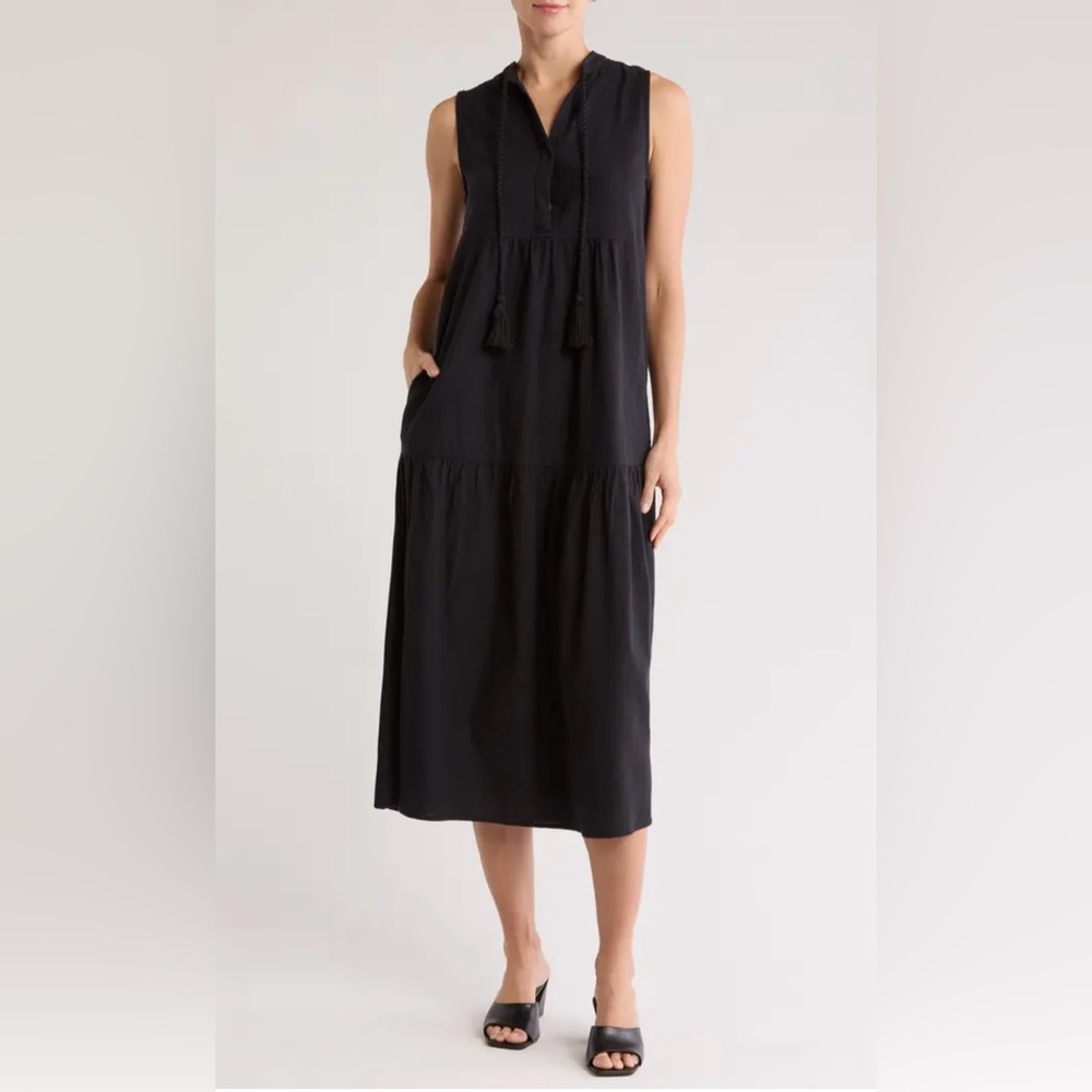 Elan Tiered Cotton & Linen Cover-Up Dress